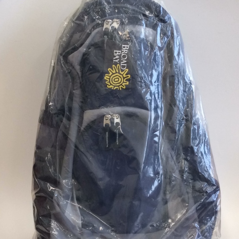 Broad Bay Silver/Navy blue backpack never opened